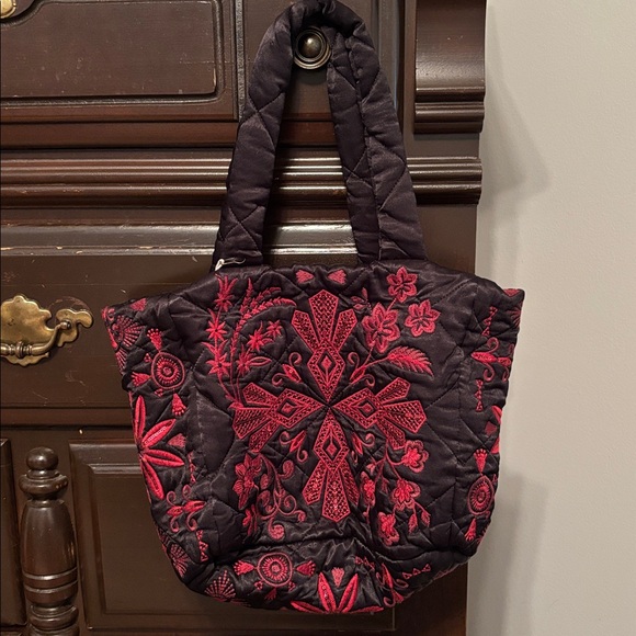Johnny Was Black Tote with Red Embroidery - Picture 2 of 6